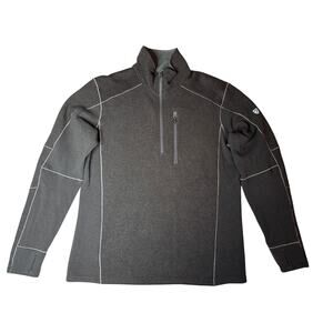 KUHL Mens Large brown 1/4 zip Fleece thumbholes zip pocket